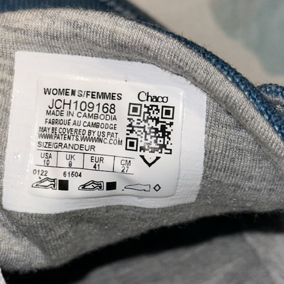 New Chaco Chillos Blue Canvas Slip on Sneakers Women’s 10 BNWT - Picture 11 of 16